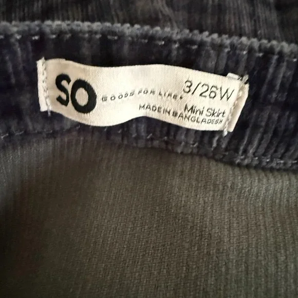 SO Corduroy A-Line Mini Skirt‎ Women's 3 Blue Plaid Lace-Up Detail Stretch Retro - Picture 5 of 8